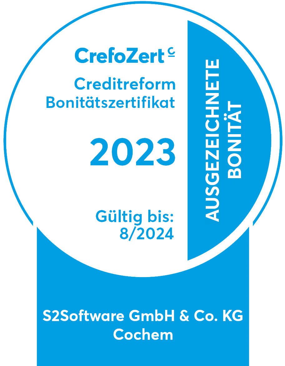 s2-Software mit CrefoZert ein solider Arbeitgeber