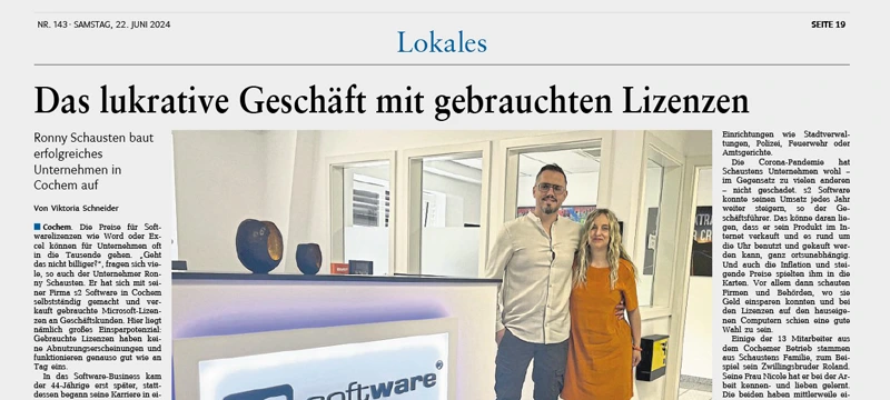 Gebrauchte Software-Lizenzen aus Cochem - Die Rhein-Zeitung berichtet